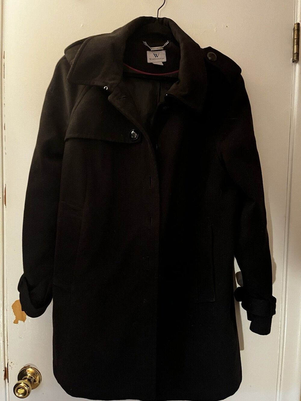 Worthington Women's Black Wool Blend Peacoat Jacket - Size 1x